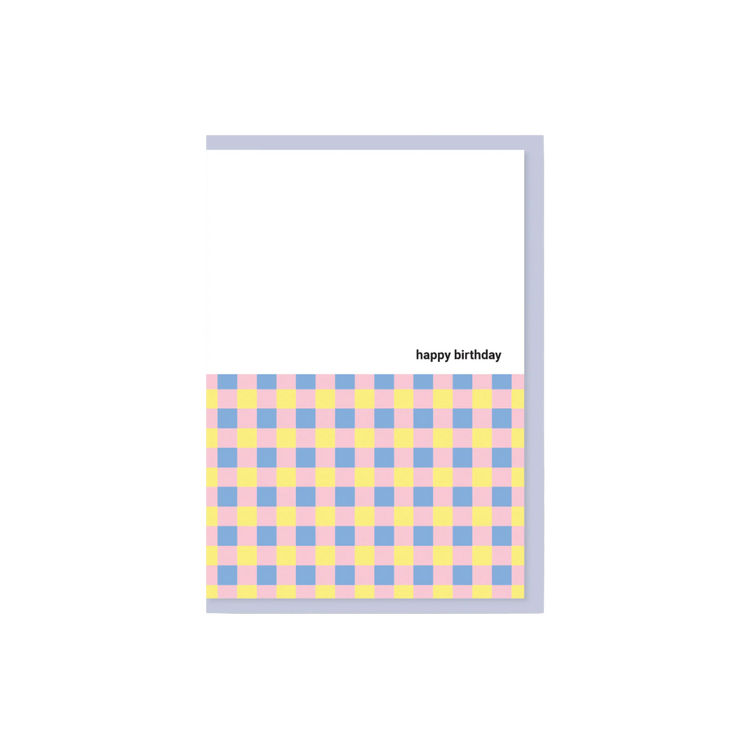 Bright Spring Gingham Happy Birthday Card