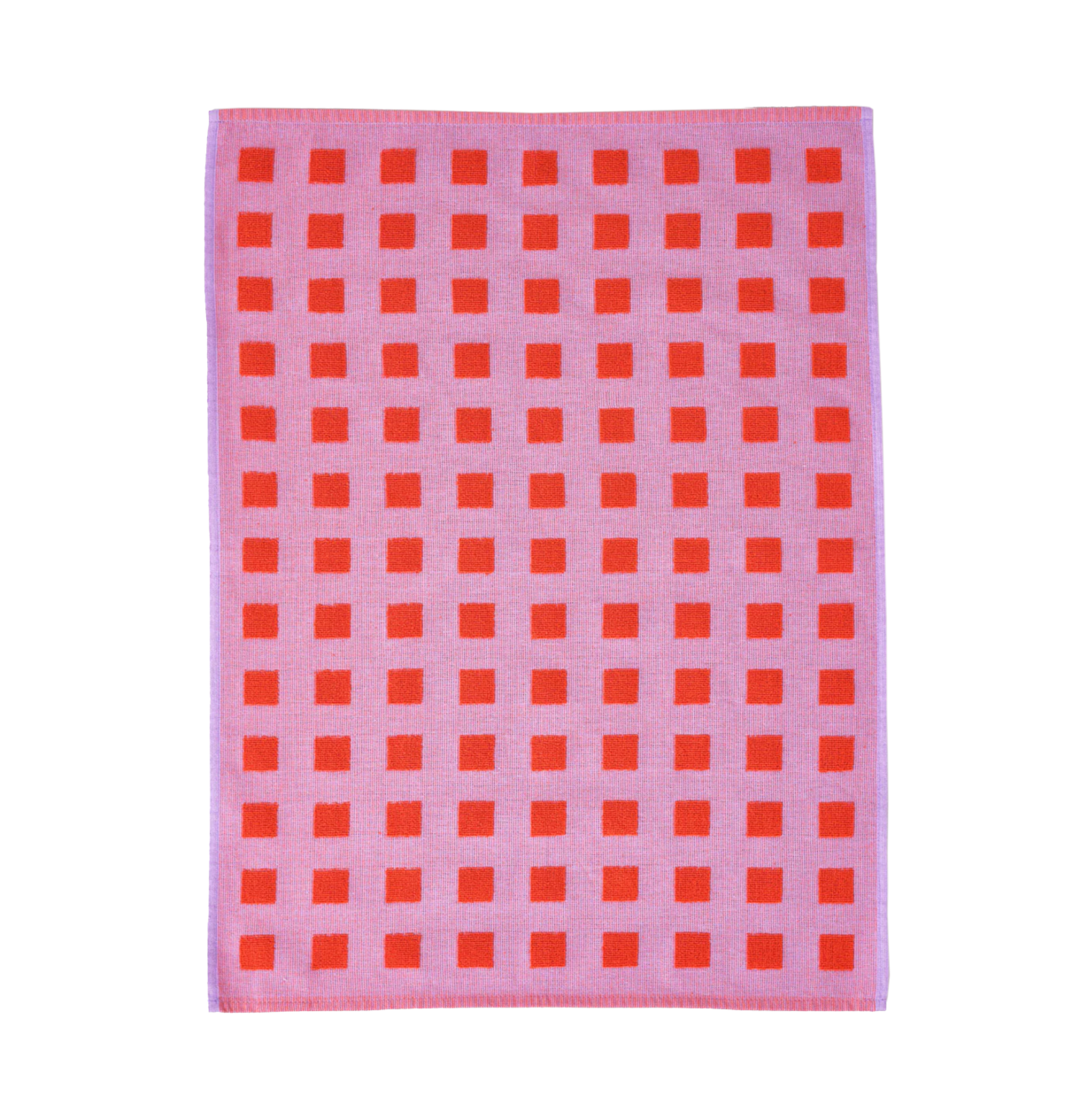 Squares Lilac/Warm Red Tea Towel