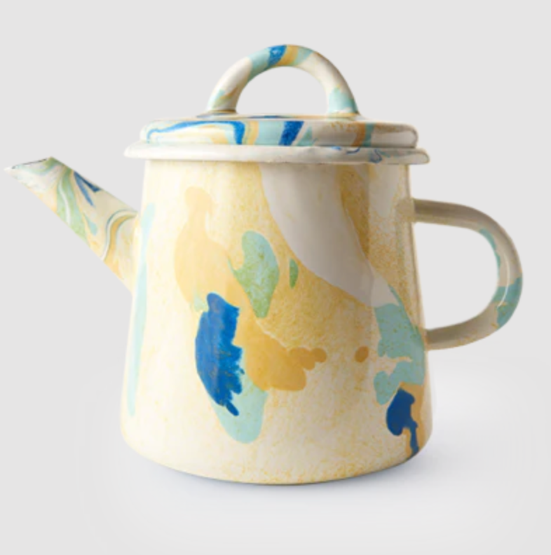 Lemon Marble Enamel Tea Pot