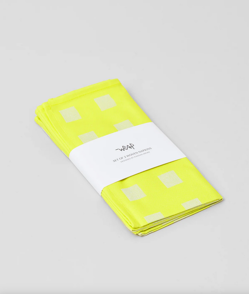 Squares Yellow/Soft Aqua Napkins Set of 2