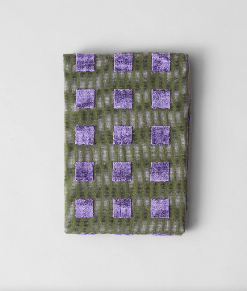 Squares Olive/Lilac Tea Towel