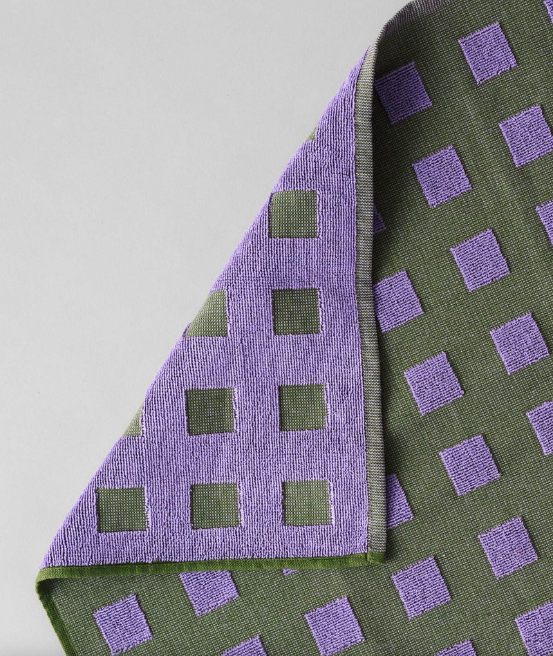 Squares Olive/Lilac Tea Towel