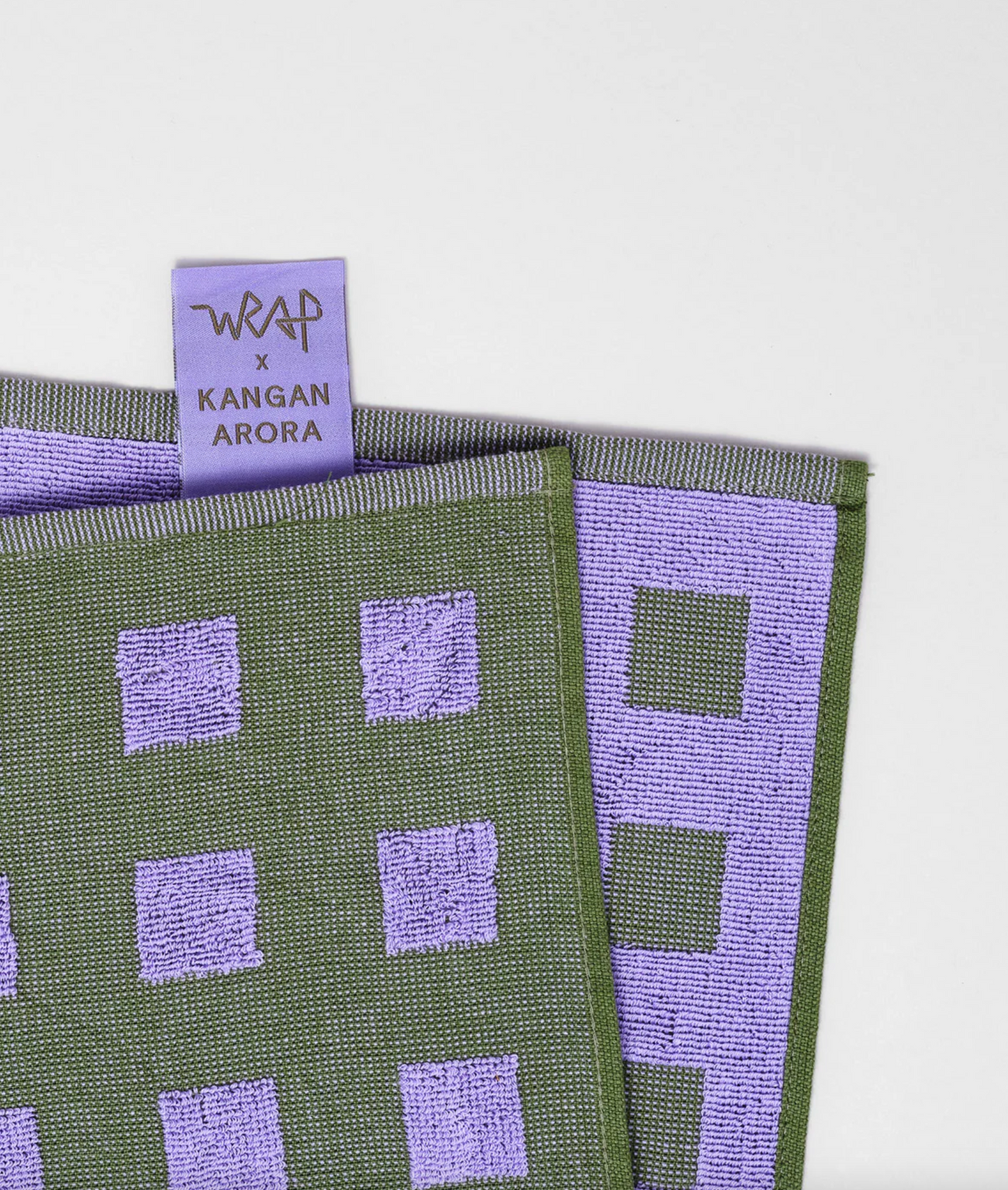 Squares Olive/Lilac Tea Towel