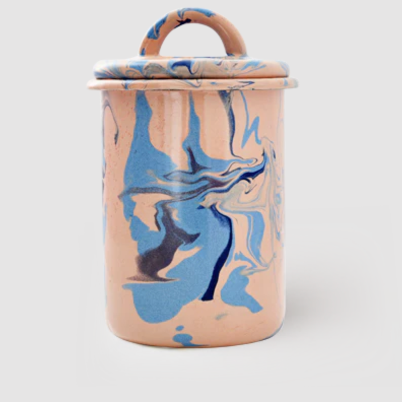 Peach Marble Enamel Canister