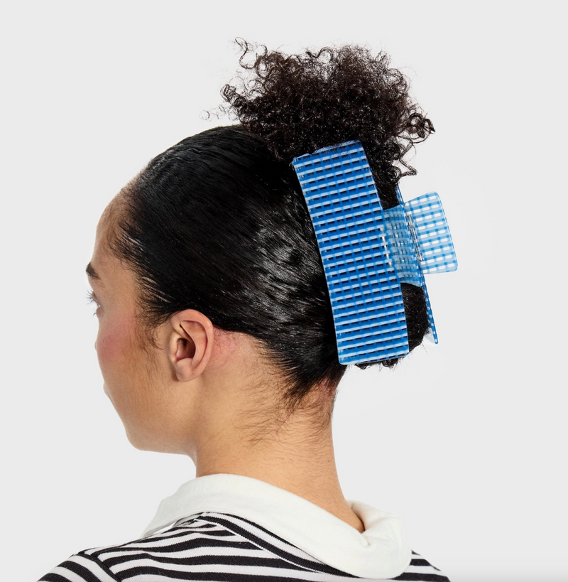 Jumbo Box Claw in Blue Lattice
