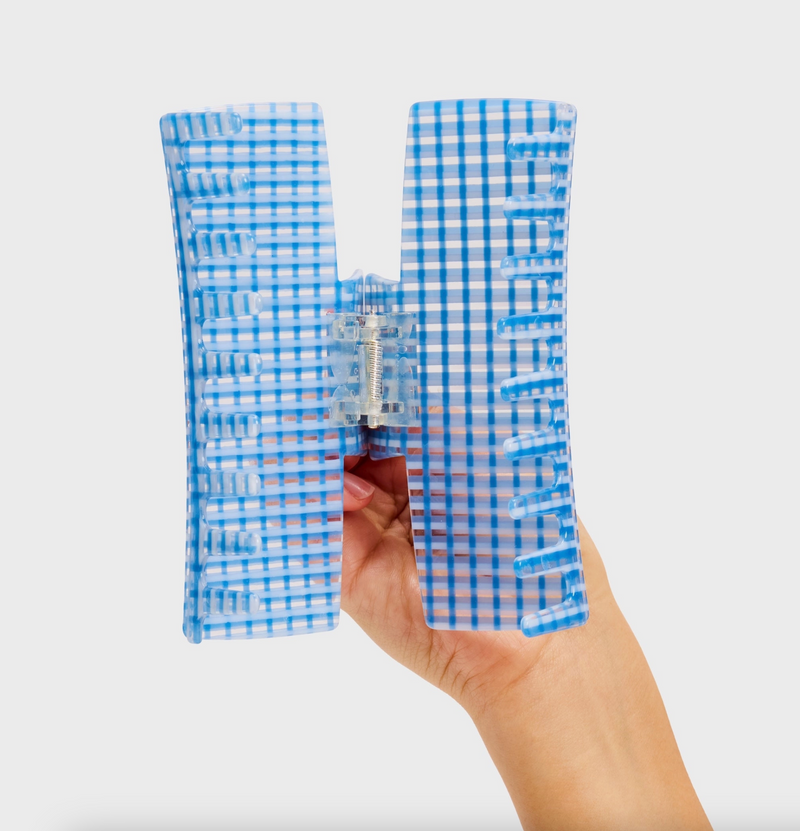 Jumbo Box Claw in Blue Lattice