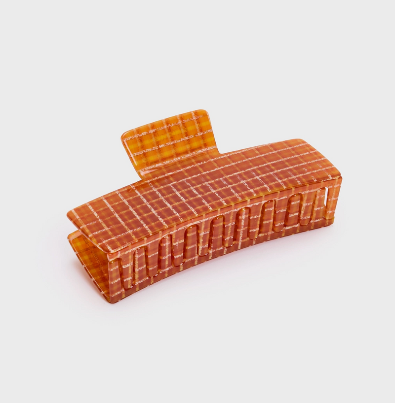Jumbo Box Claw in Caramel Plaid