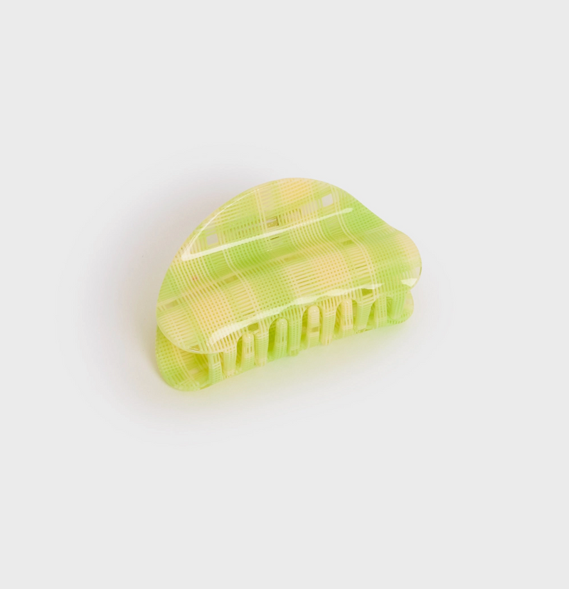 Juno Claw in Lime + Cream Plaid