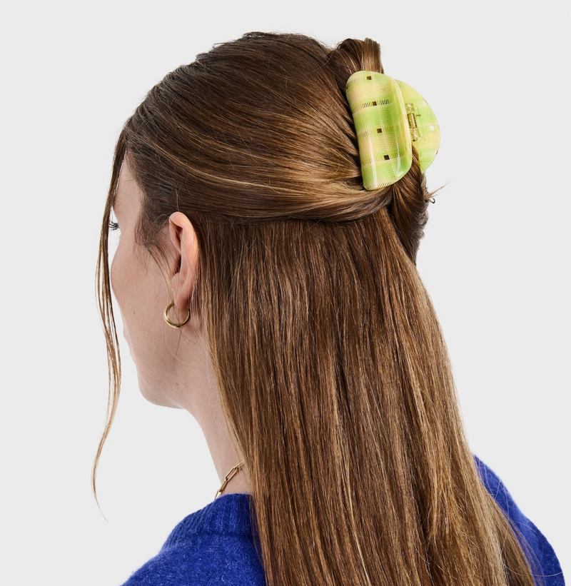 Juno Claw in Lime + Cream Plaid