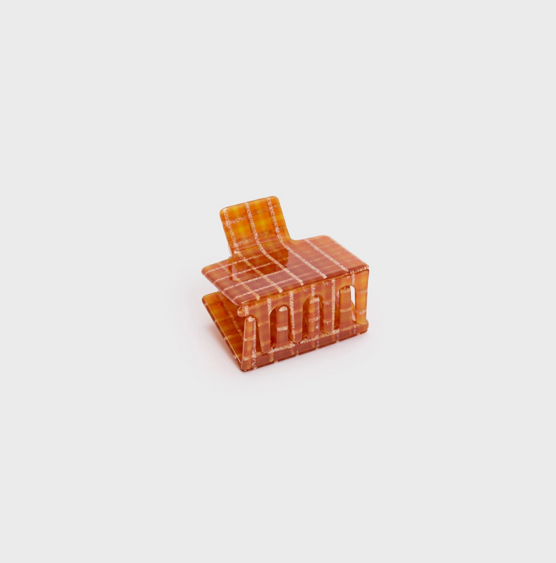 Midi Box Claw in Caramel Plaid