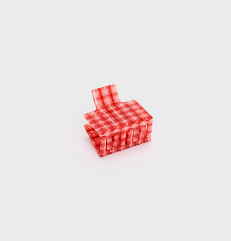 Midi Box Claw in Red Plaid