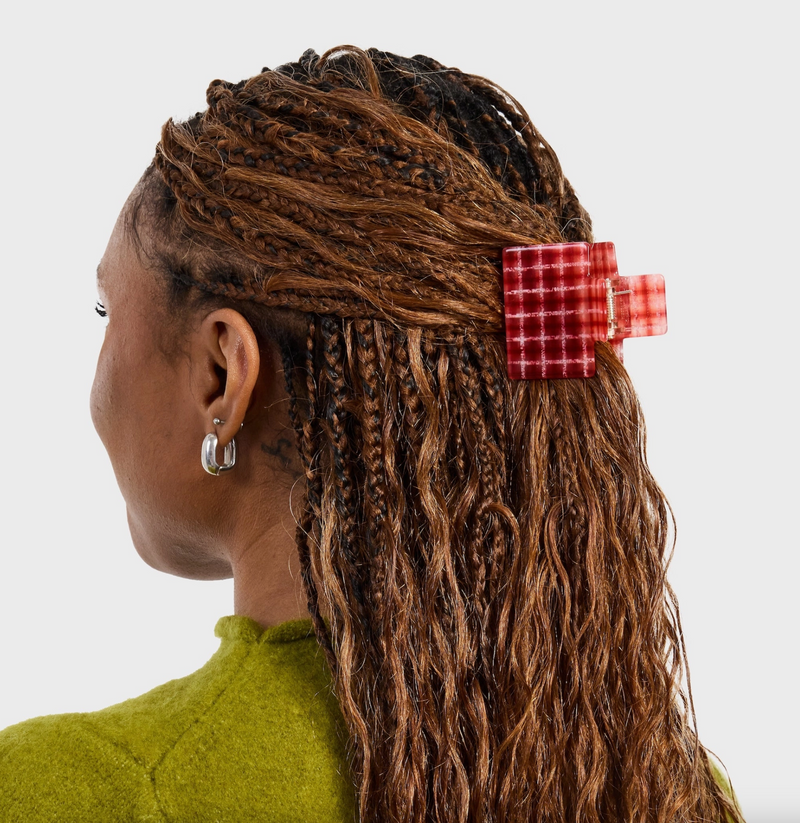Midi Box Claw in Red Plaid