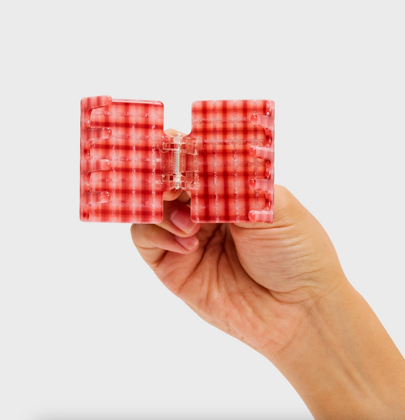 Midi Box Claw in Red Plaid