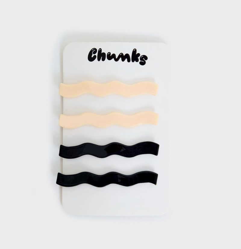 Slides in Wavy Cream + Black