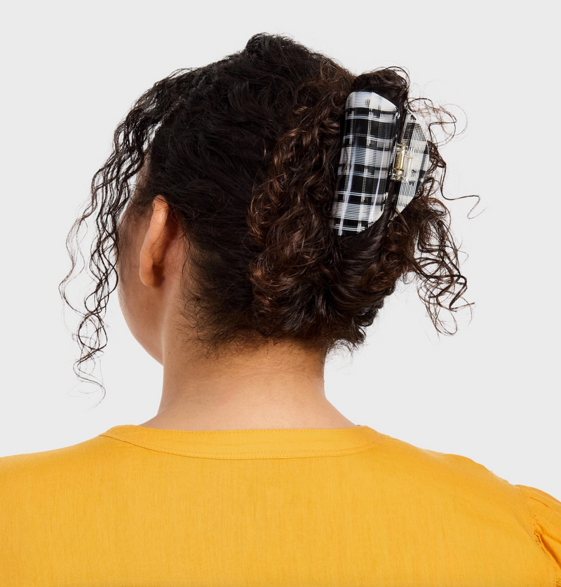 Suki Claw in Black + White Plaid