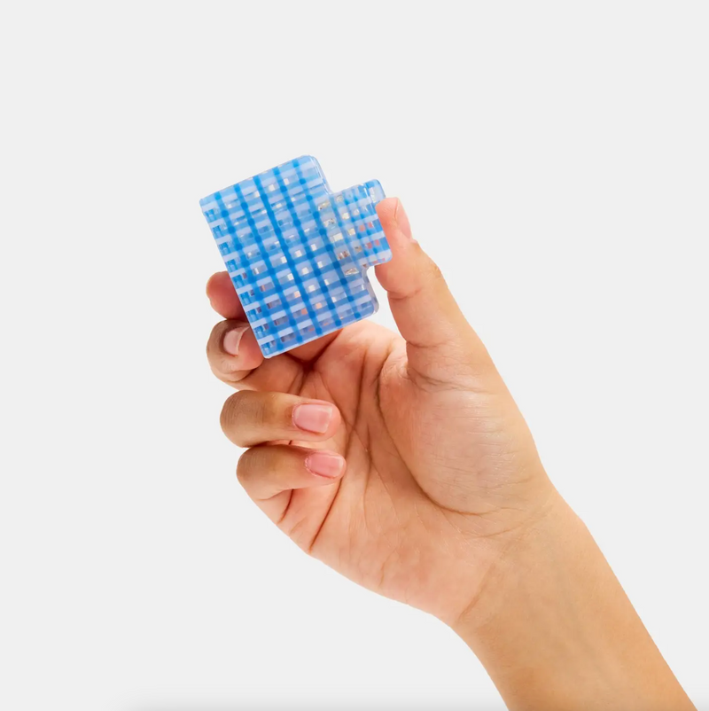 Midi Box Claw in Blue Lattice