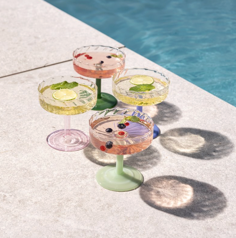 Coupe Glass Twirl pink set of 2