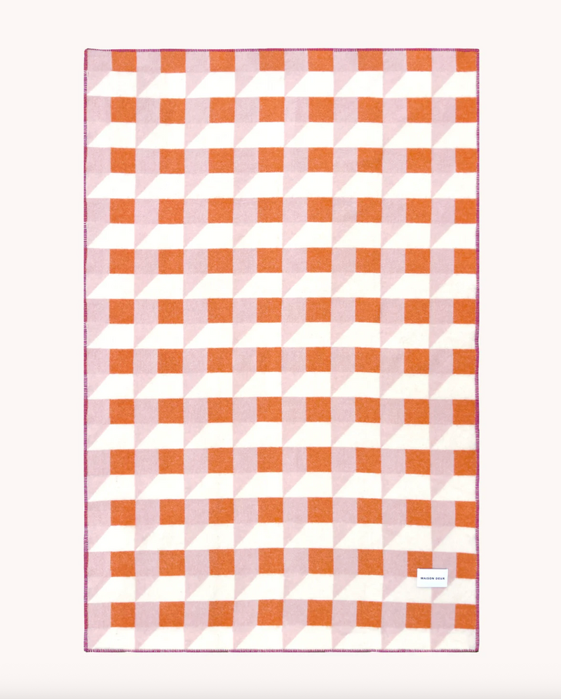 Cubics Blanket in Pink Carrot