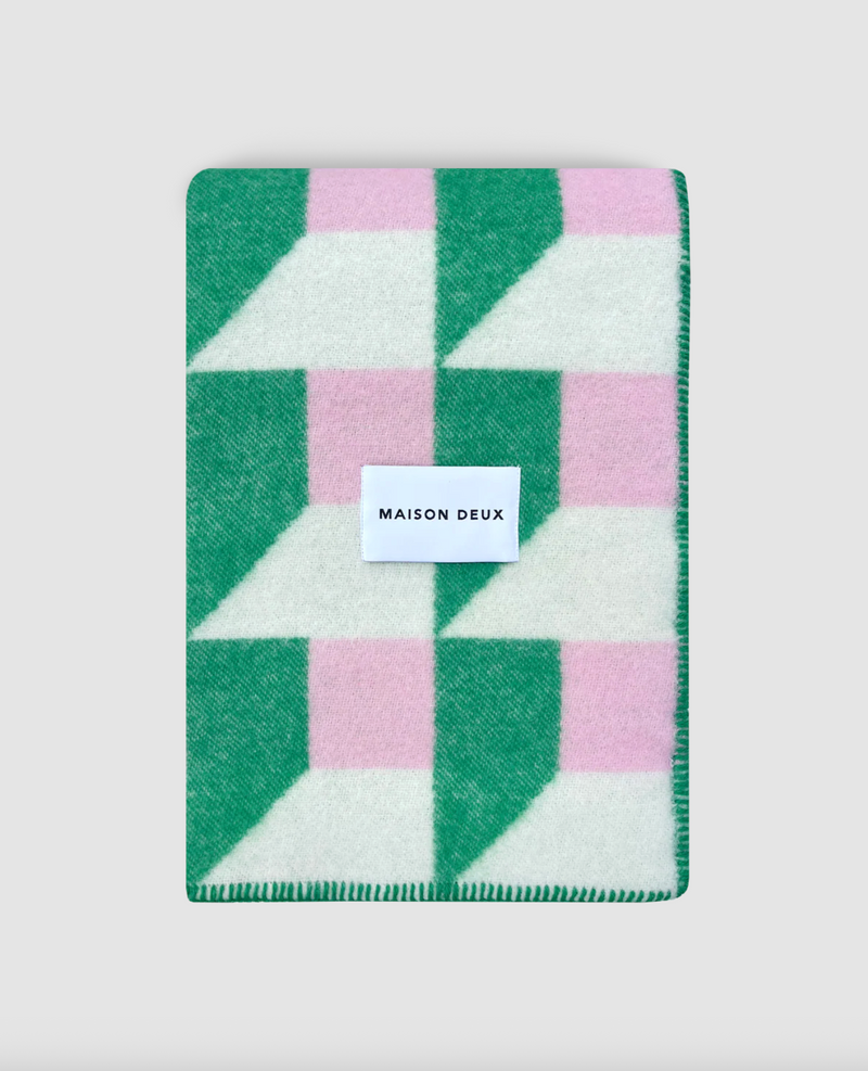 Cubics Blanket in Grass Pink