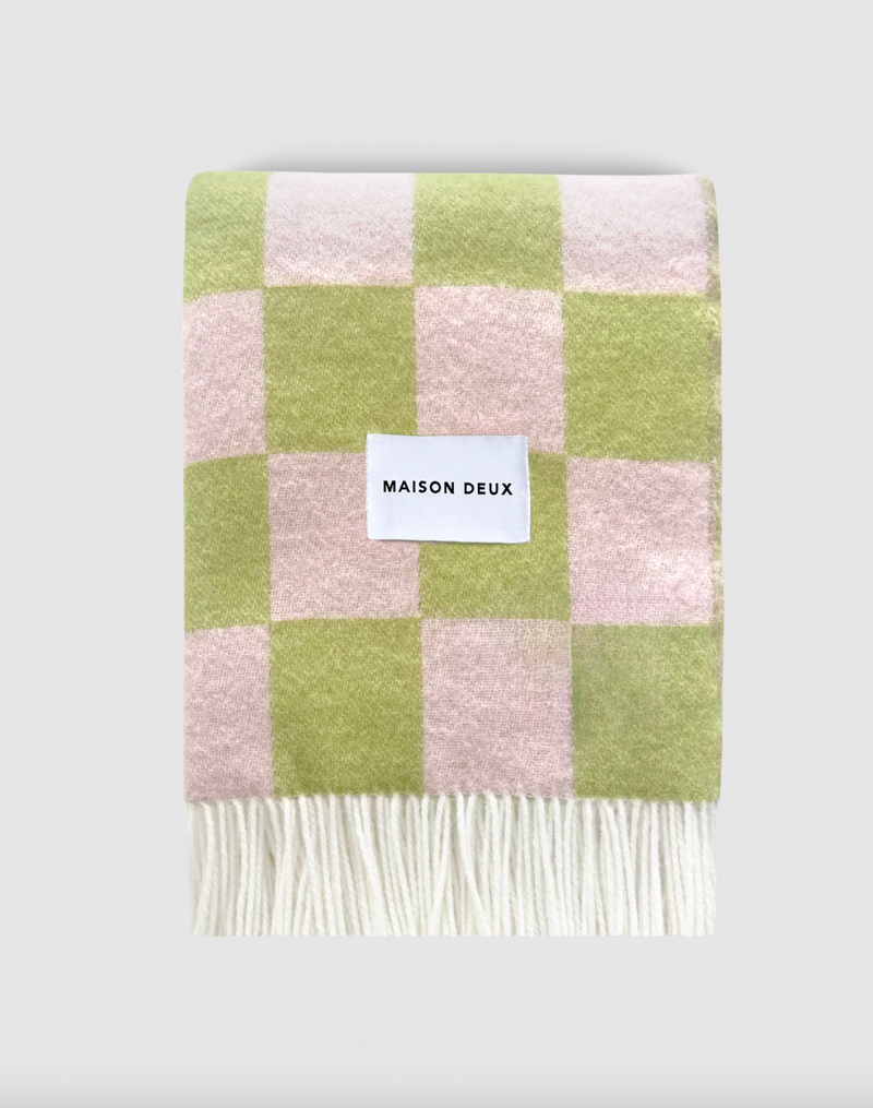 Checkerboard Blanket in Kiwi Pink
