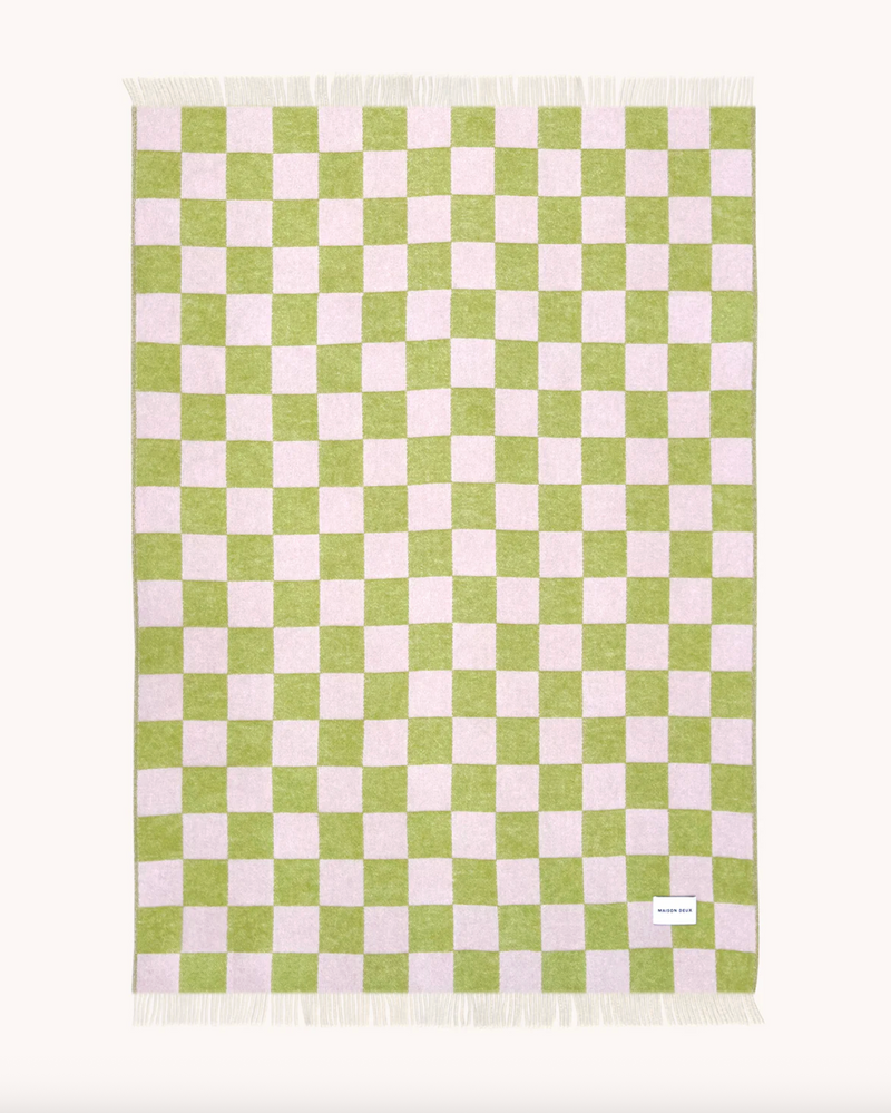 Checkerboard Blanket in Kiwi Pink
