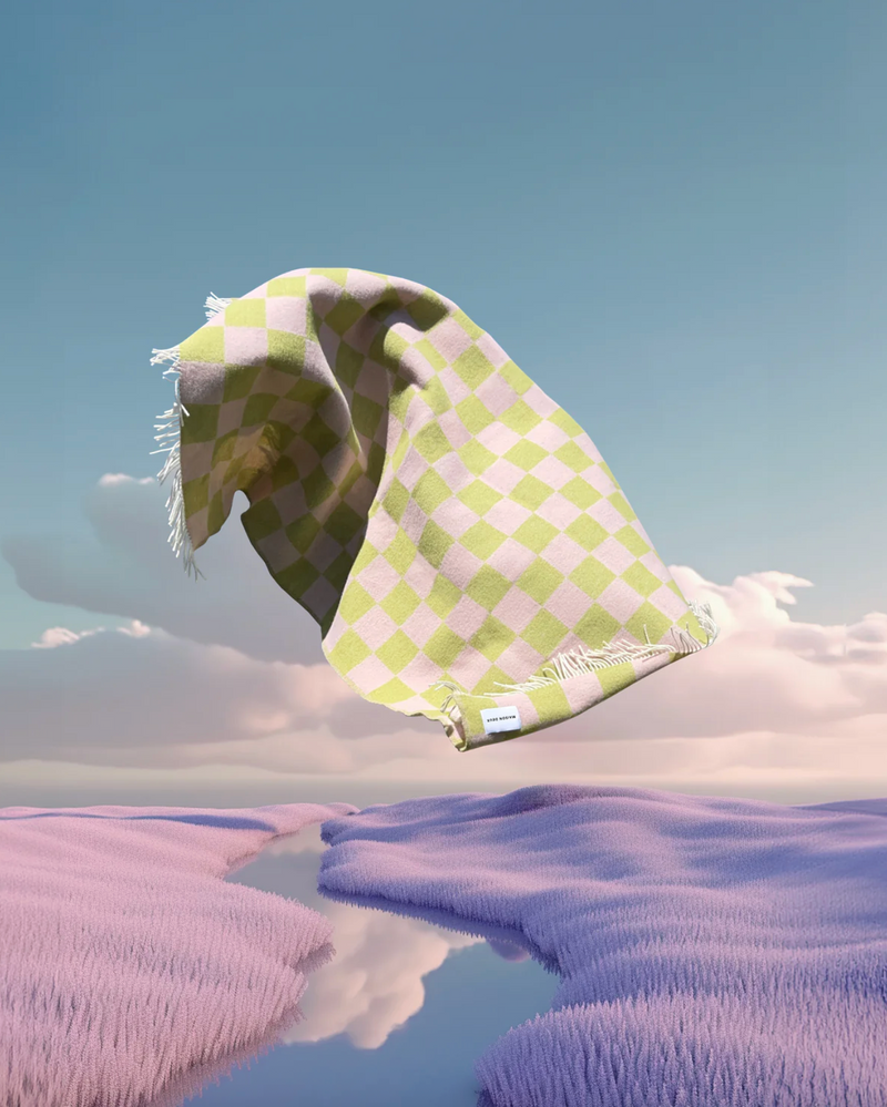 Checkerboard Blanket in Kiwi Pink