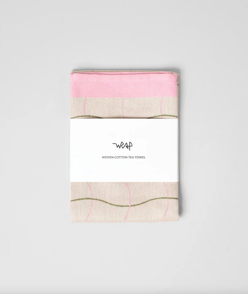 Wave Grid Natural Tea Towel