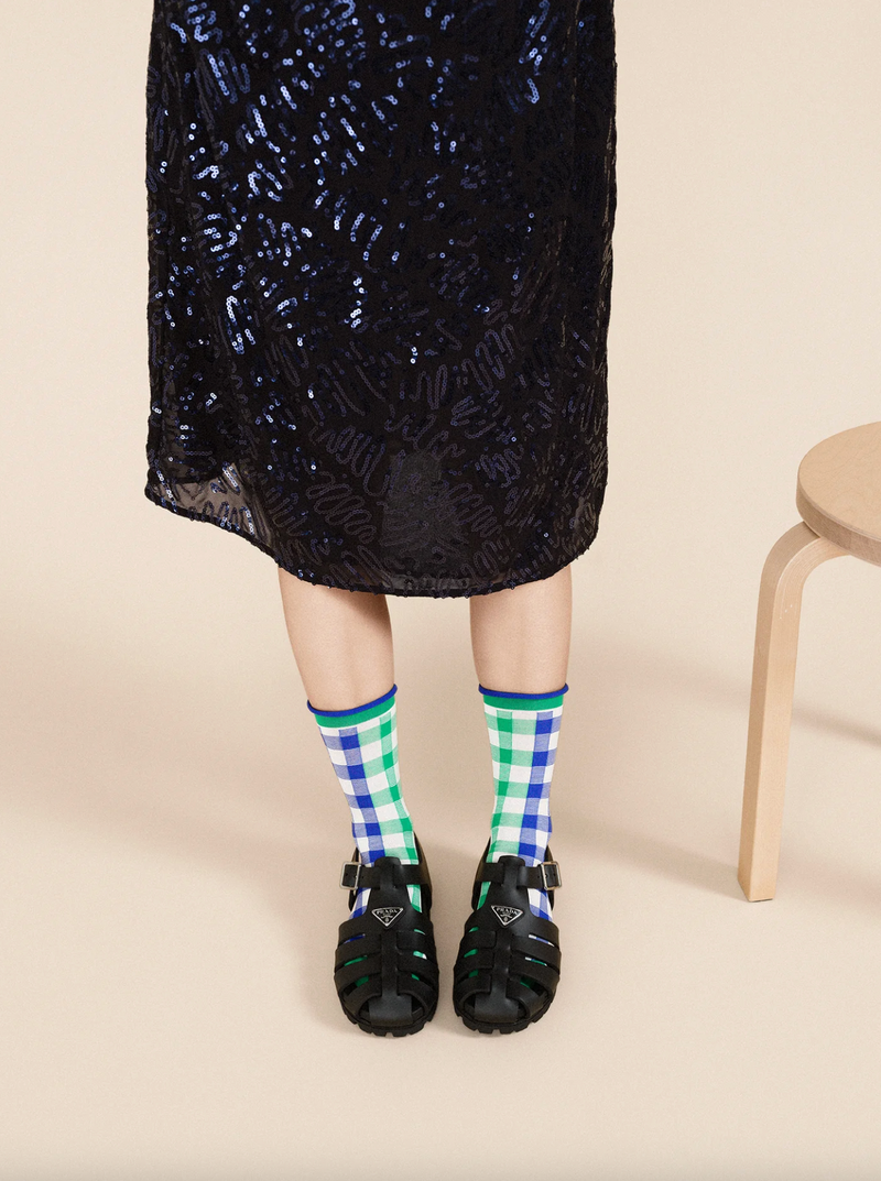 Colorblock Gingham Crew