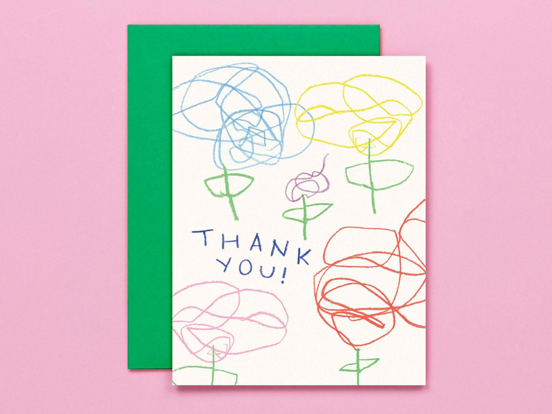 Lil Darlin' Scribble-Scrabble Flowers Thank You Card
