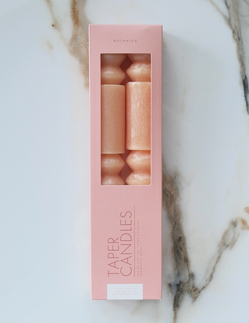 Geometric Taper Candles Pair - Apricot