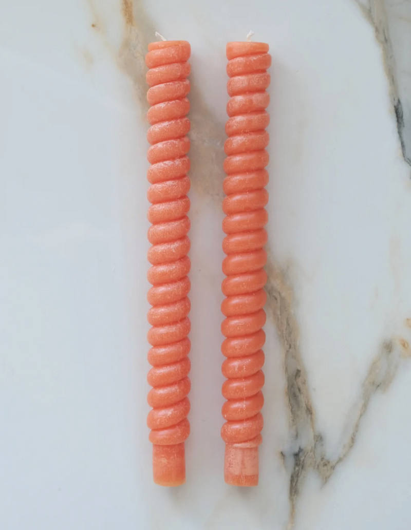 Spiral Taper Candles Pair - Persimmon