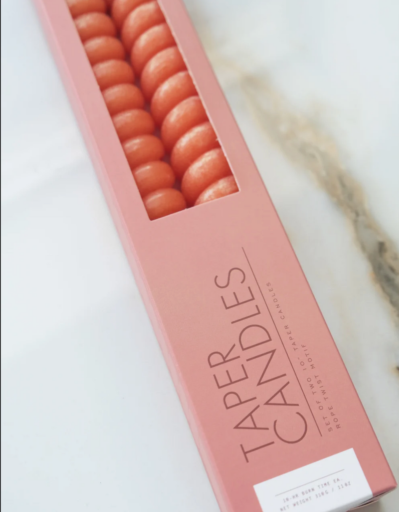 Spiral Taper Candles Pair - Persimmon