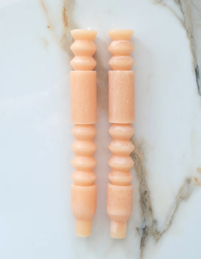 Geometric Taper Candles Pair - Apricot