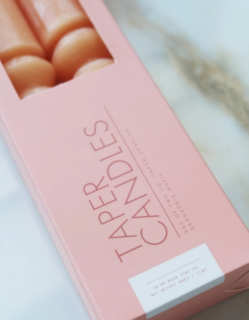Geometric Taper Candles Pair - Apricot