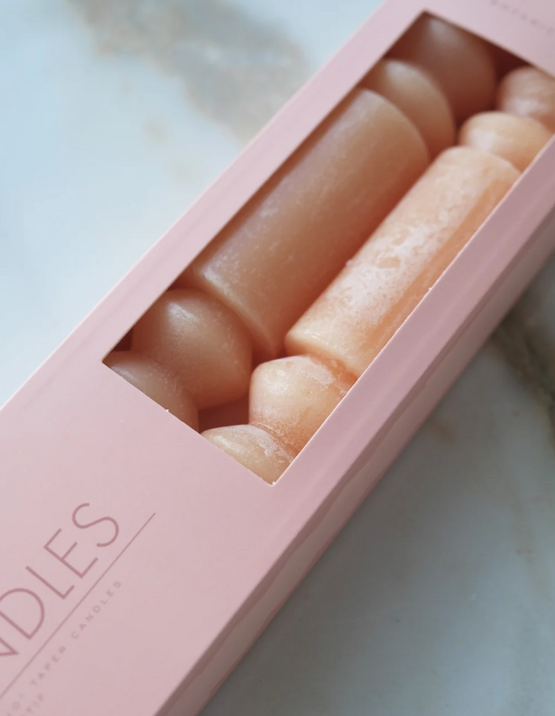 Geometric Taper Candles Pair - Apricot