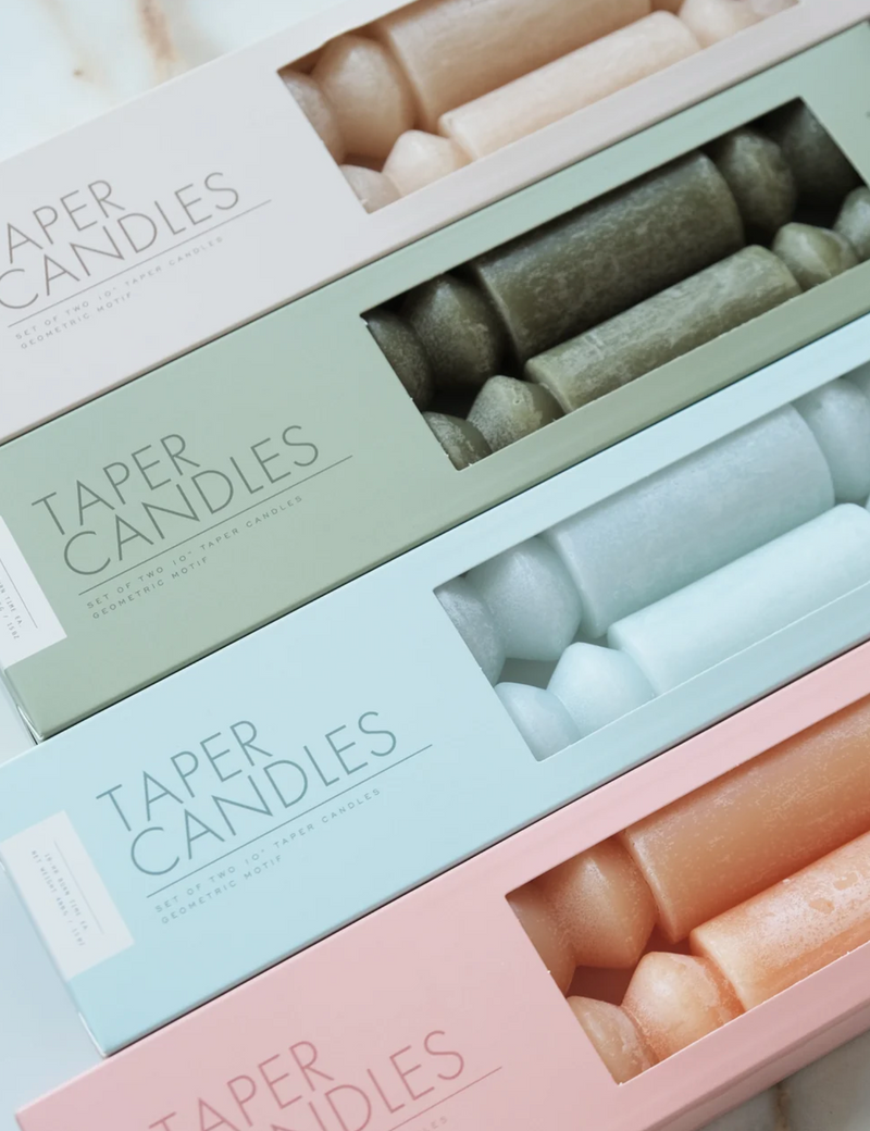 Geometric Taper Candles Pair - Apricot