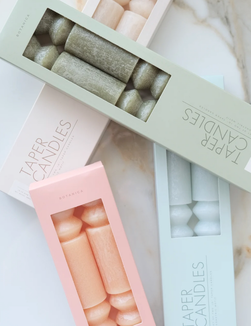 Geometric Taper Candles Pair - Apricot