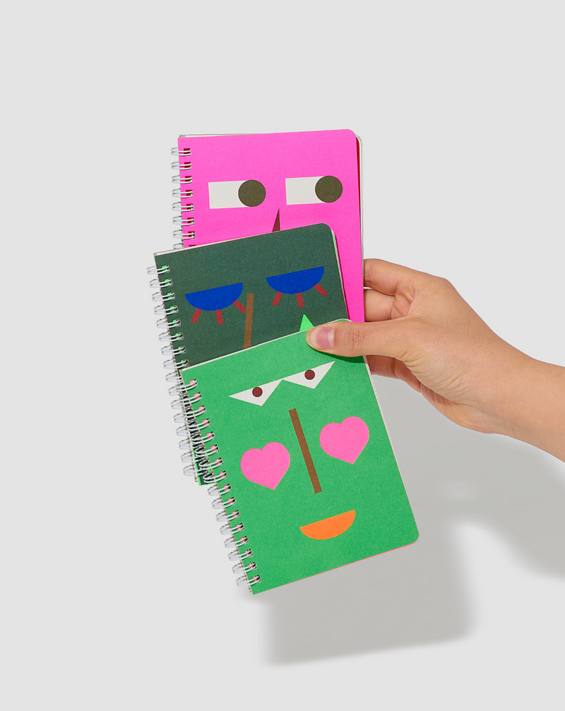 Graphic Face Ring Notebook - Shy