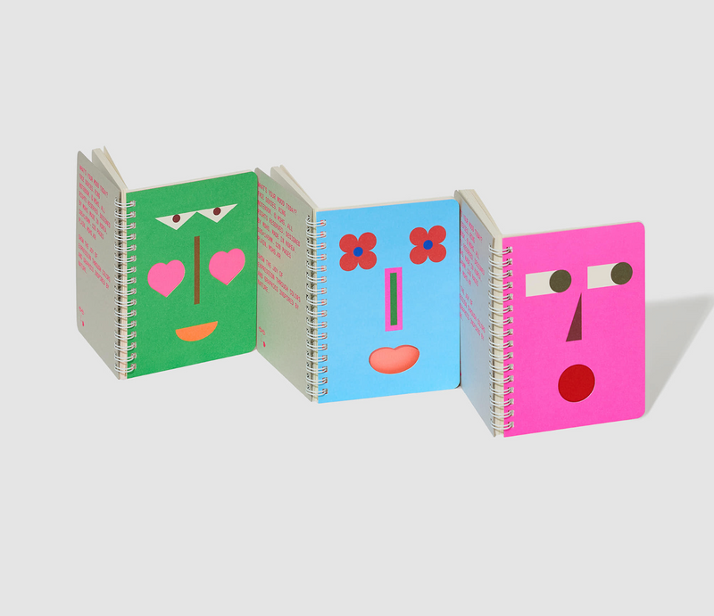 Graphic Face Ring Notebook - Shy
