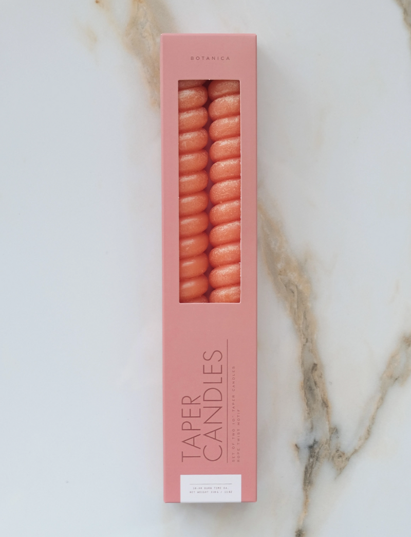 Spiral Taper Candles Pair - Persimmon