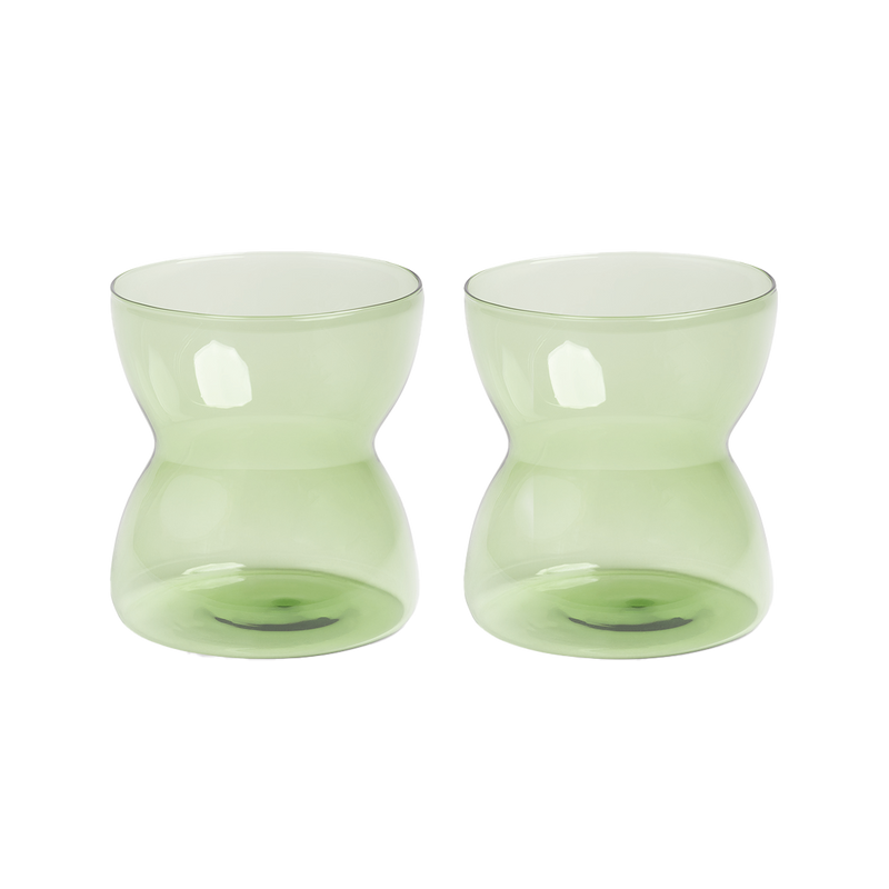 Glass totem green set of 2