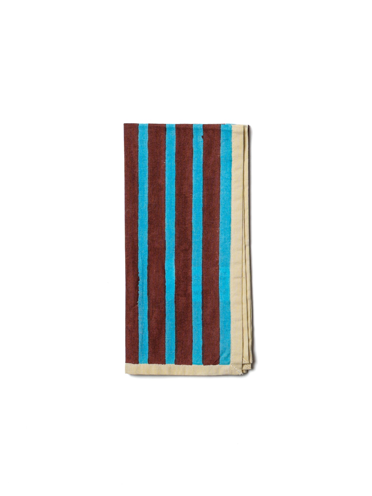 Block Stripe Napkins - Cyan / Russet