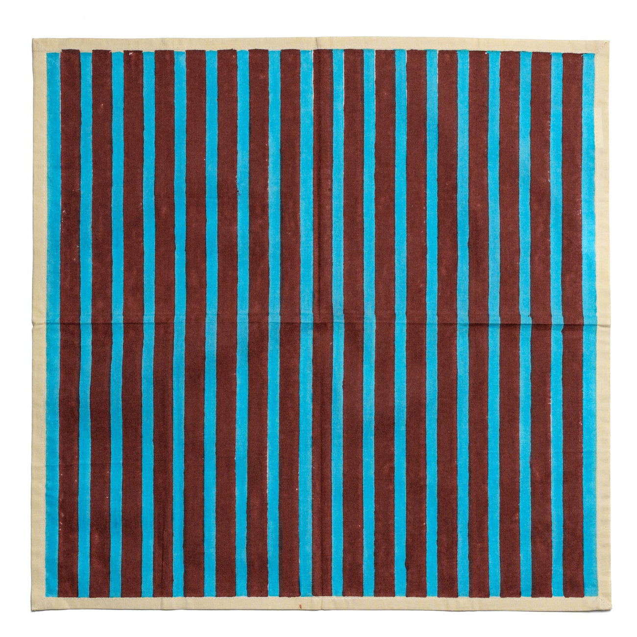 Block Stripe Napkins - Cyan / Russet