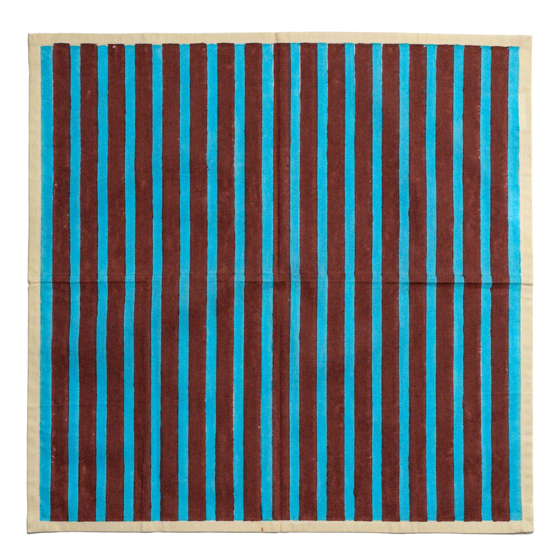 Block Stripe Napkins - Cyan / Russet