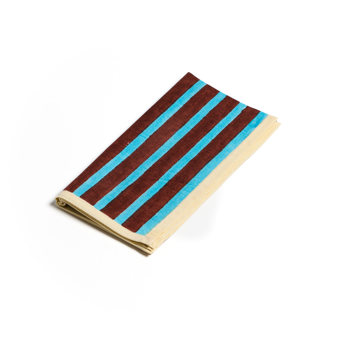 Block Stripe Napkins - Cyan / Russet