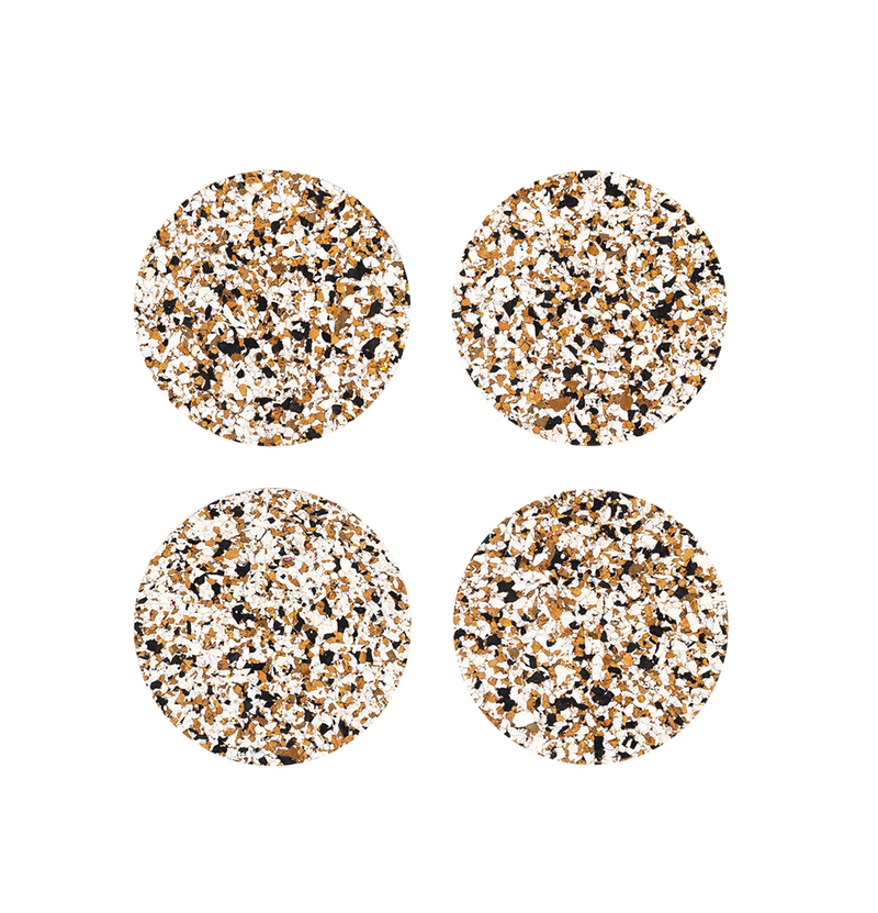 Speckled Round Cork Coasters Set of 4 - Black