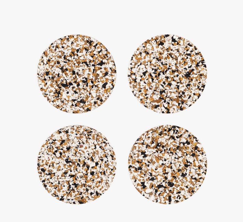 Speckled Round Cork Coasters Set of 4 - Black