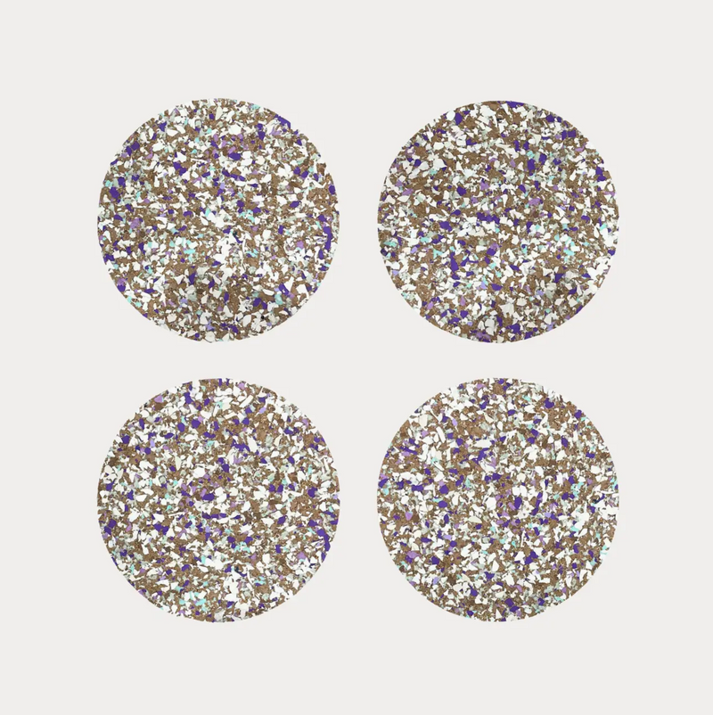 Speckled Round Cork Coasters Set of 4 - Purple