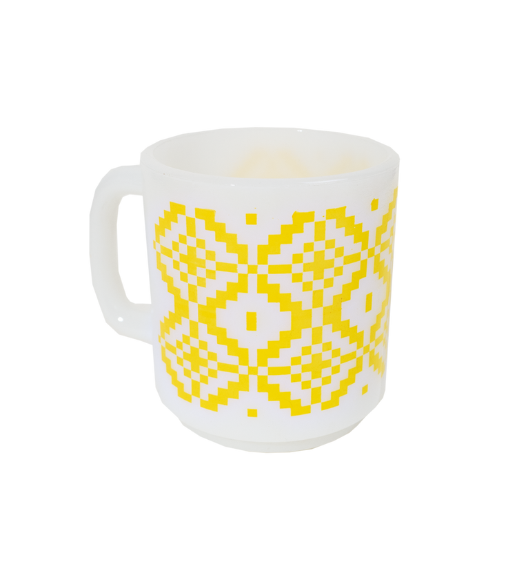 Vintage Yellow Patchwork Glasbake Mug