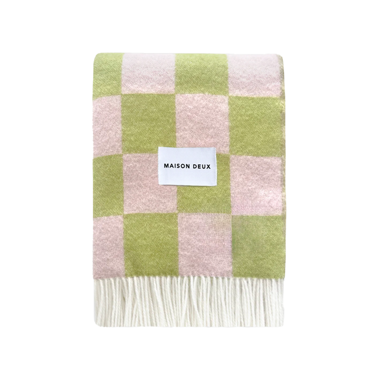 Checkerboard Blanket in Kiwi Pink